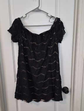 love, Fire Black Lace Mini Dress